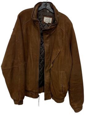 Vintage Lone Pine Leather Bomber Jacket Distressed Brown Quilted 42L USA
